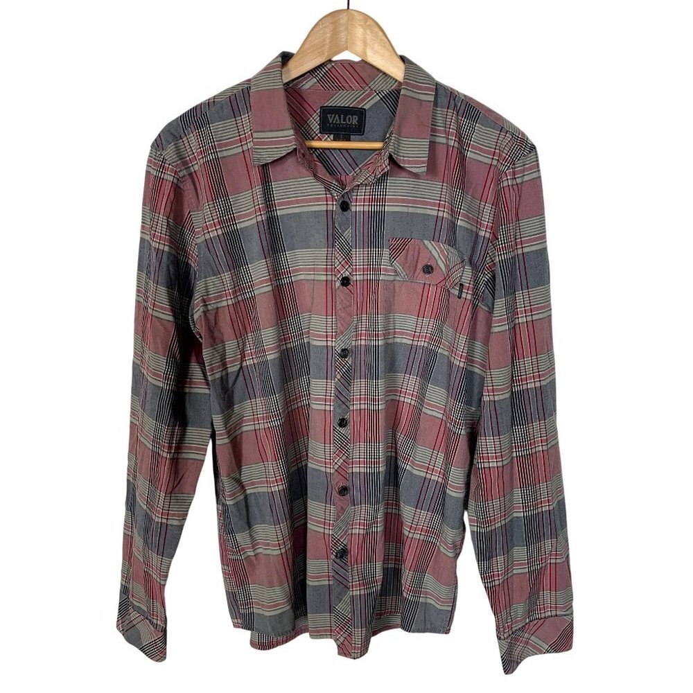 Valor Collection Mens Casual Button Down Shirt Size Large